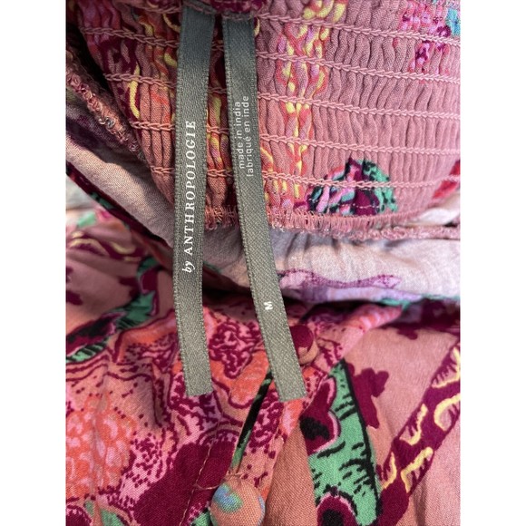 Anthropologie Ruffled Embroidered Maxi Dress Women Casual Printed Boho Cut Out M - Picture 11 of 15